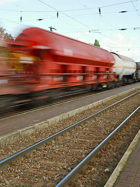 Zug fährt vorbei mit Gefahrgut